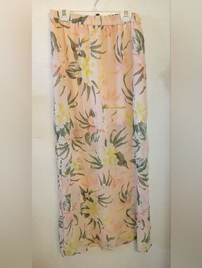 H&M Divided Tropical Floral Maxi Skirt - Pink & Orange - Size S